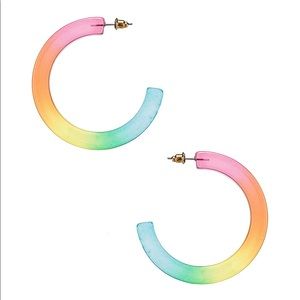 Revolve rainbow acrylic hoop earrings